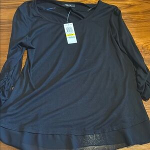 Style & Co. Gray 3/4 Sleeve Ruched Tunic